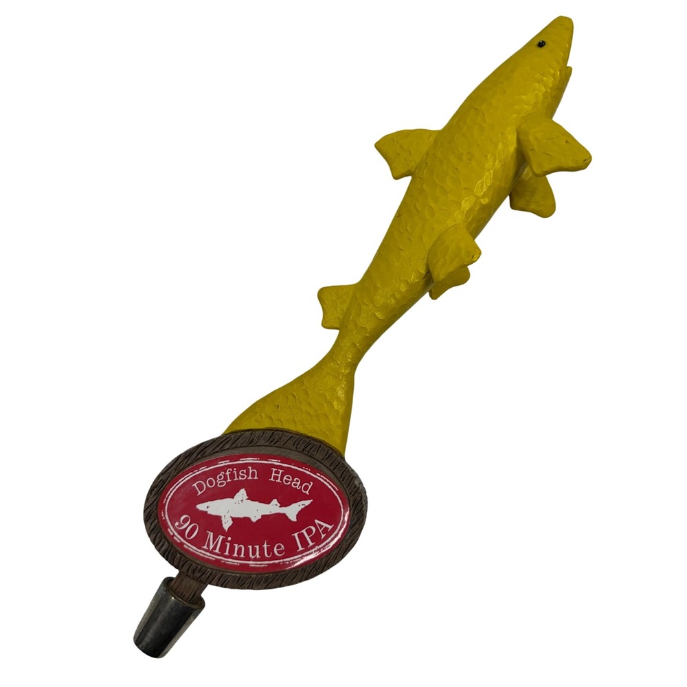 Dogfish Head 90 Minute IPA Beer Tap Handle Yellow Shark Barware Collectible